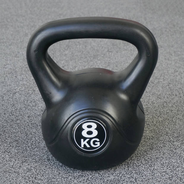 Kettlebell voor binnen en buiten - Kunststof - Zwart - 8 kg
