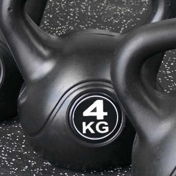 Kettlebell voor binnen en buiten - Kunststof - Zwart - 4 kg