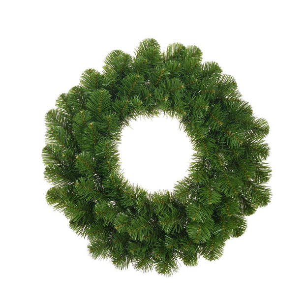 Groene kerstkrans/dennenkrans/deurkrans 45 cm inclusief helder witte verlichting - Kerstkransen