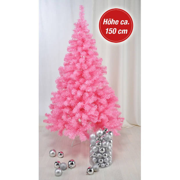 Roze kunst kerstboom/kunstboom 150 cm inclusief opbergzak - Kunstkerstboom