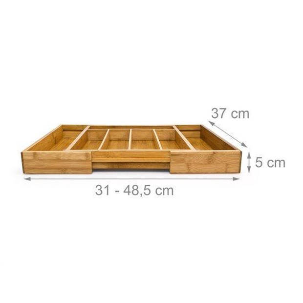 Kitchen & Home Bamboe bestekbak - Uitschijfbaar - 31/48 X 37 X 5,3 cm