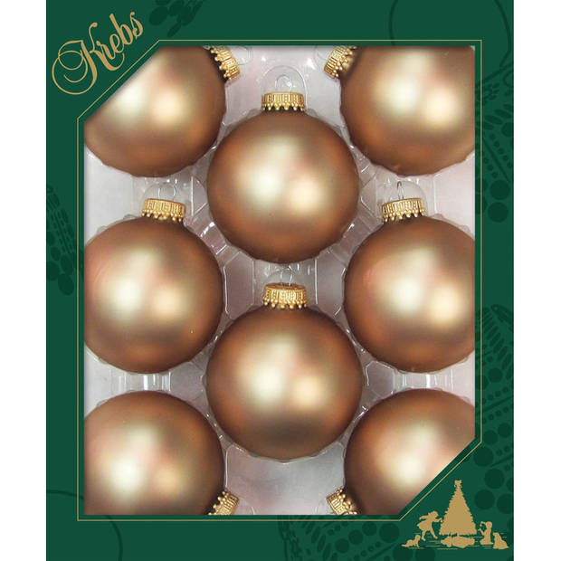 16x Bruine matte kerstballen van glas 7 cm - Kerstbal