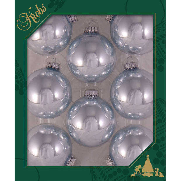 24x Glanzende kristal blauwe kerstboomversiering kerstballen van glas 7 cm - Kerstbal
