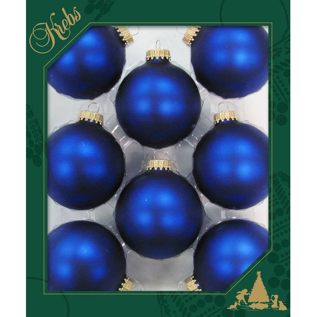 16x Velvet kobalt blauwe matte kerstballen van glas 7 cm - Kerstbal