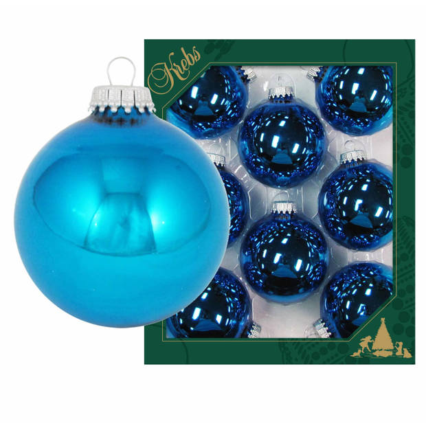 8x Glanzende blauwe kerstboomversiering kerstballen van glas 7 cm - Kerstbal