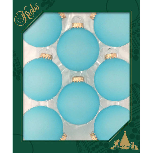 24x Matte blauwe kerstballen van glas 7 cm - Kerstbal