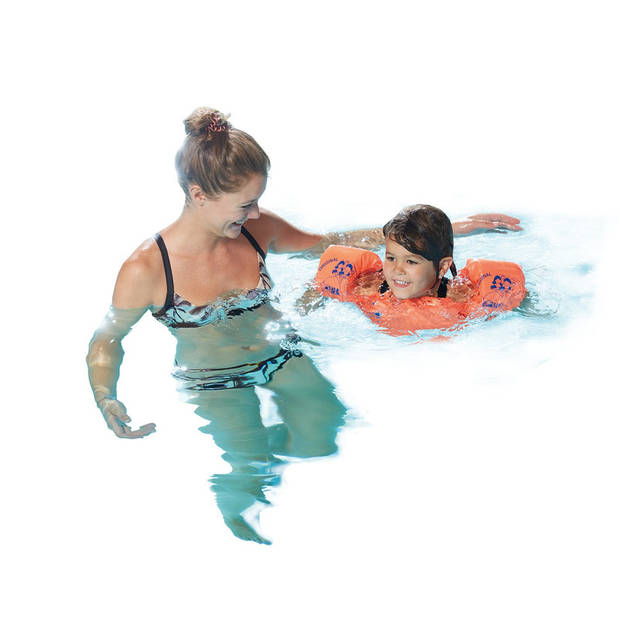 Zwemhulpmiddel 2-in-1 oranje zwemband met zwembandjes 15-30 kilo - Zwembandjes