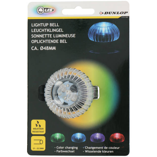 Dunlop Fietsbel - gekleurde LED verlichting - 48 mm - Fietsbellen