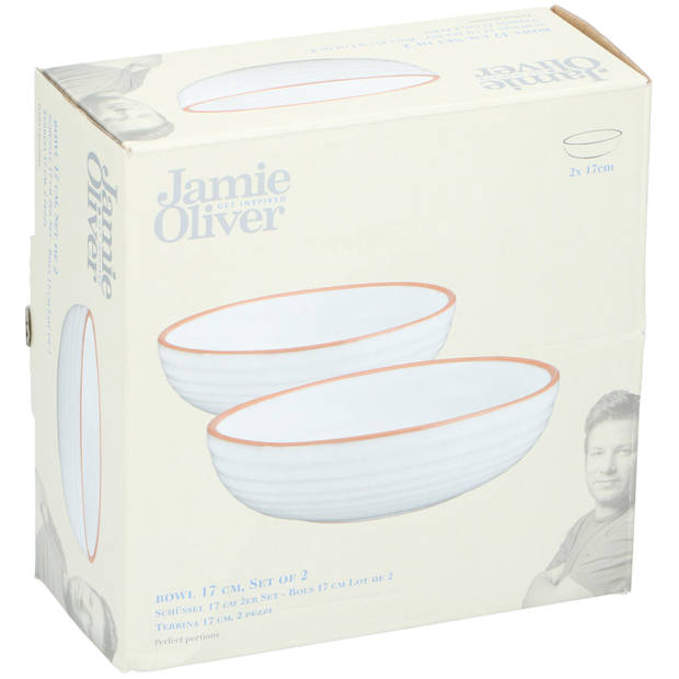 2x Stuks Jamie Oliver snackschaaltjes/kommen creme 17 cm - Kommetjes