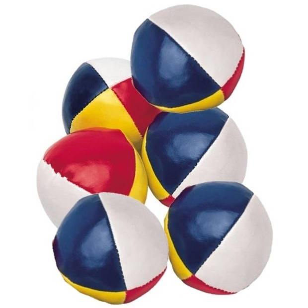 6x Gekleurde jongleerballen 6,5 cm - Jongleervoorwerpen