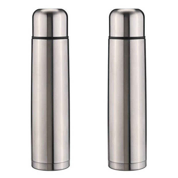 2x Isoleerflessen/thermosflessen roestvrijstaal 1000 ml - Thermosflessen