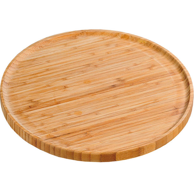 2x Ronde kaasplank/borrelplank van bamboe hout 32 cm - Serveerplanken