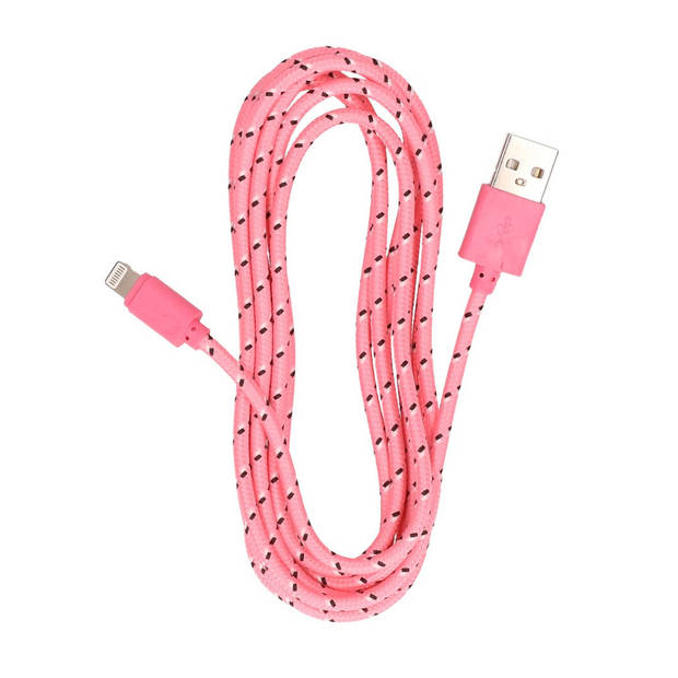1x iPhone USB oplaadkabels 2 meter roze - Oplaadkabels