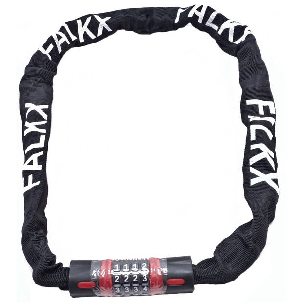 Falkx kettingslot cijfercode 5,5 x 120 cm polycarbonaat zwart