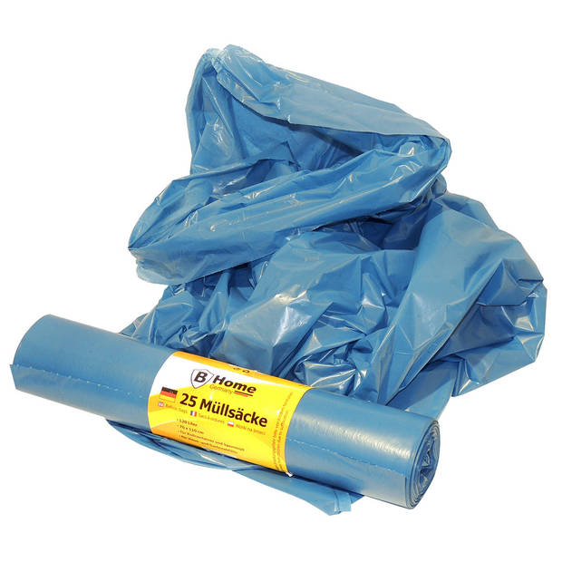 Afvalzakkken/vuilniszakken - 25 stuks - 120L - blauw - Vuilniszakken