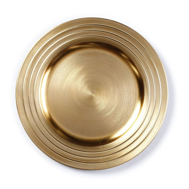 6x Ronde gouden onderzet borden voor het kerstdiner 33 cm - Onderborden