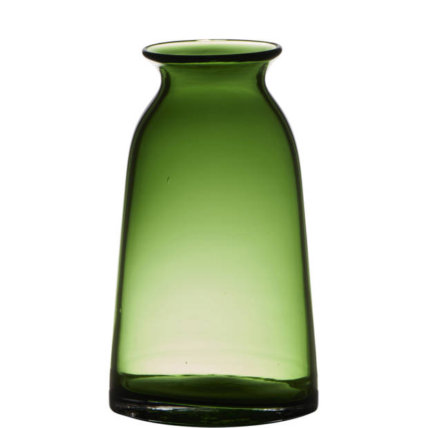 Transparante home-basics groene glazen vaas/vazen 23.5 x 12.5 cm - Vazen