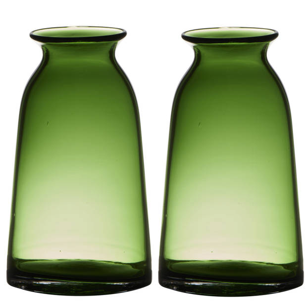 Transparante home-basics groene glazen vaas/vazen 23.5 x 12.5 cm - Vazen