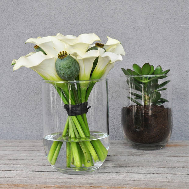 Glazen bloemen vaas/vazen 20 x 14 cm transparant - Vazen