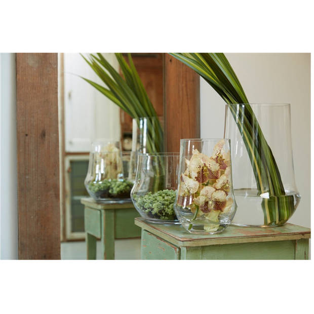 Luxe stijlvolle bloemenvaas/bloemenvazen 25 x 17 cm transparant glas - Vazen