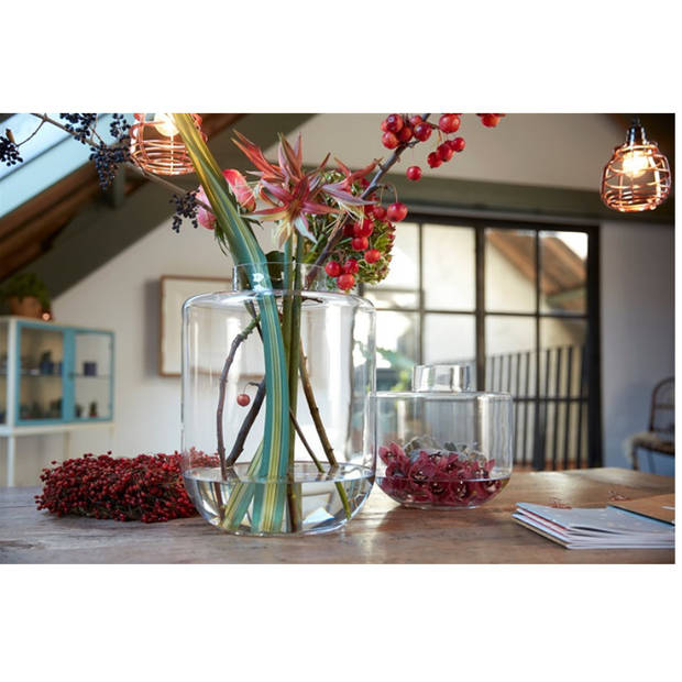 Luxe stijlvolle bloemenvaas/bloemenvazen 40 x 30 cm transparant glas - Vazen