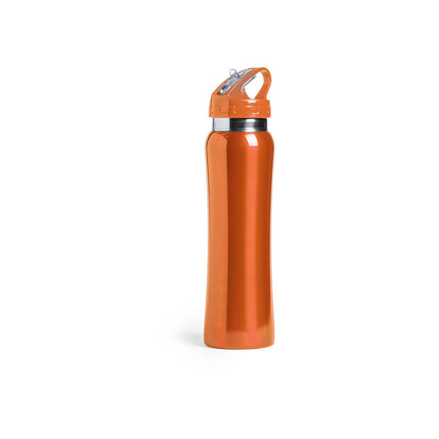 Drinkfles/waterfles Powerline - 800 ml - metallic oranje - RVS - Bidon - Drinkflessen