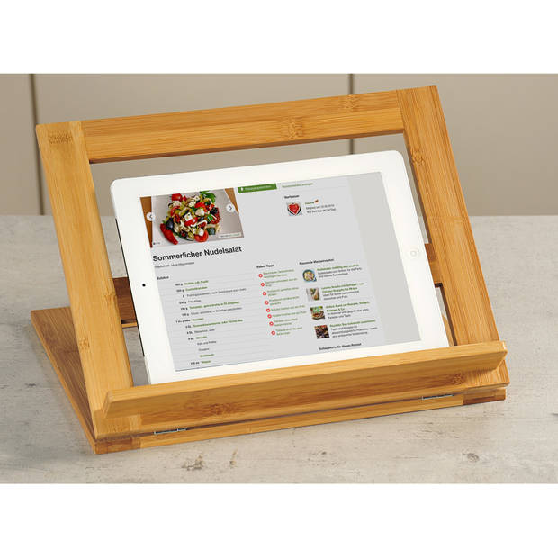 Kookboekstandaard/tablethouder bamboe hout 33 x 18 cm - Kookboekenstandaard/kookboekenhouder - Keukengadgets