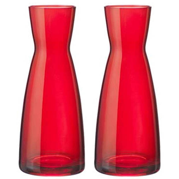 Set van 2x stuks rode vaas of karaf van 20.5 cm - Karaffen