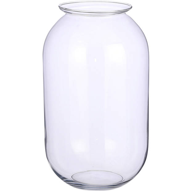 Ronde bloemenvaas/bloemenvazen 19 x 30 cm transparant glas - Vazen