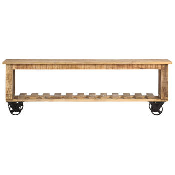 The Living Store Rustieke Houten TV-Kast - 130x30x42 cm - Massief Ruw Mangohout - Vintage Stijl