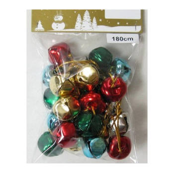 1x Kerstslingers met metalen belletjes/klokjes in diverse kleuren 180 cm - Kerstslingers