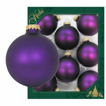 Krebs Kerstballen - 8ST - paars - mat - glas - 7 cm - Kerstbal