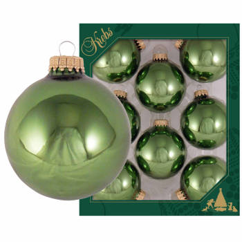 24x Glanzende groene kerstboomversiering kerstballen van glas 7 cm - Kerstbal