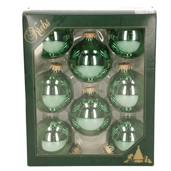 24x Jade groene glazen kerstballen glans 7 cm kerstboomversiering - Kerstbal