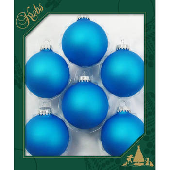 Krebs kerstballen - 6x st - blauw - 7 cm - glas - intens blauw - Kerstbal