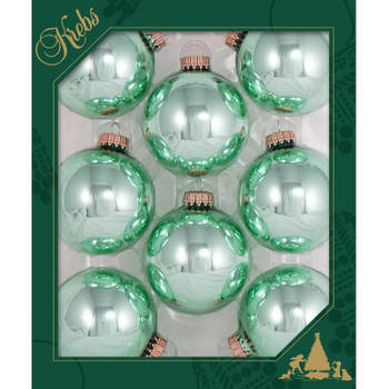 Krebs Kerstballen - 8x st - groen - 7 cm - glas - seafoam mintgroen - Kerstbal