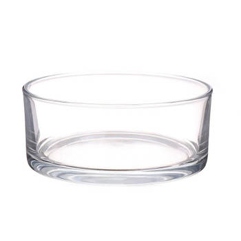 Lage glazen schaal transparant glas cilindervormig 8 x 19 cm - Vazen