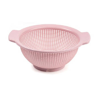 Forte Plastics Keuken vergiet/zeef - kunststof - Dia 23 cm x Hoogte 10 cm - roze - Vergieten
