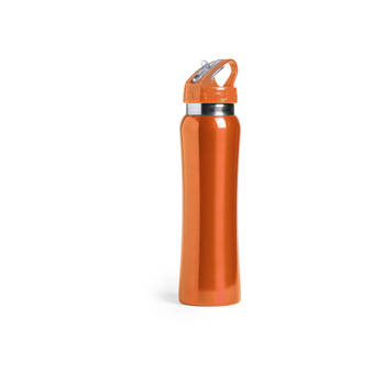 Drinkfles/waterfles Powerline - 800 ml - metallic oranje - RVS - Bidon - Drinkflessen