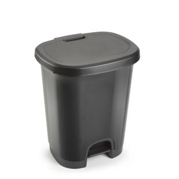 Afvalemmers/vuilnisemmers/pedaalemmers 27 liter in het donkergrijs met deksel en pedaal - Prullenbakken