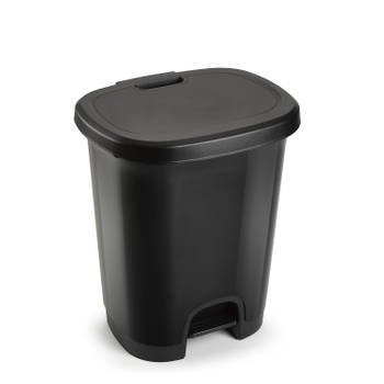 Kunststof afvalemmers/vuilnisemmers zwart 18 liter met pedaal - Pedaalemmers