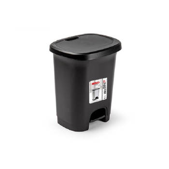 Kunststof afvalemmers/vuilnisemmers zwart 8 liter met pedaal - Pedaalemmers