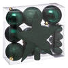 Set van 17x stuks kunststof kerstballen met ster piek emerald groen - Kerstbal