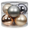 Inge Christmas Grote kerstballen - 6x - champagne/zilver - 10 cm - Kerstbal