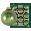 8x Glanzende groene kerstboomversiering kerstballen van glas 7 cm - Kerstbal