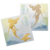 12x Zeemeermin/oceaan themafeest servetten goud 33 x 33 cm - Feestservetten