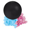 Gender reveal ballon voor party / feestje incl blauw en roze confetti zwart 60 cm - Ballonnen