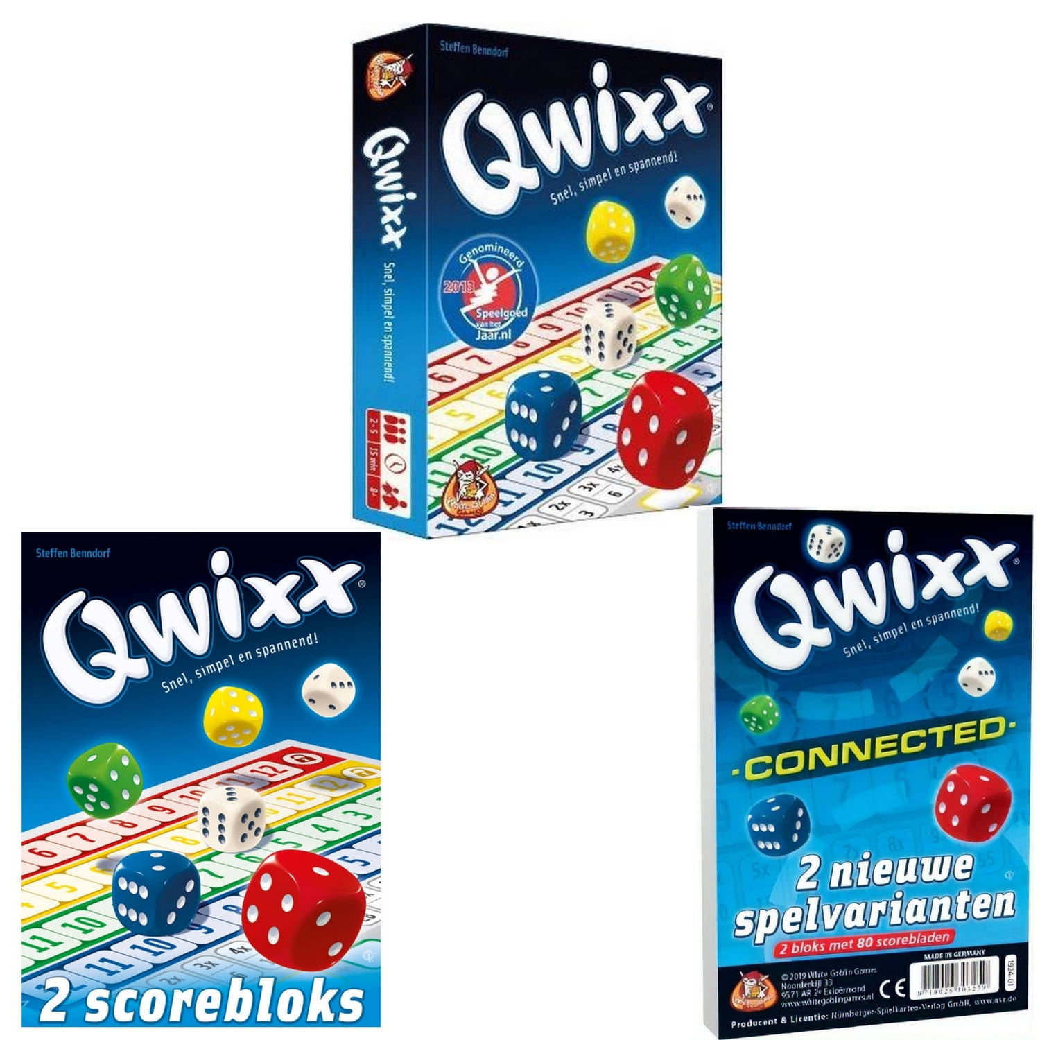 Spellenbundel - 3 stuks - Dobbelspel - Qwixx & 2 extra scoreblocks & Qwixx Connected