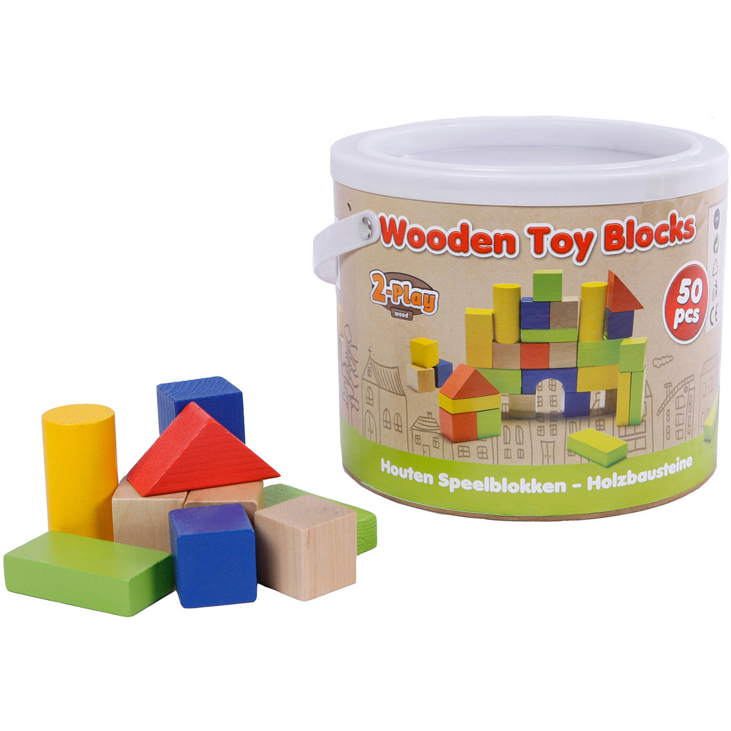 2-Play houten speel blokken 50 stuks