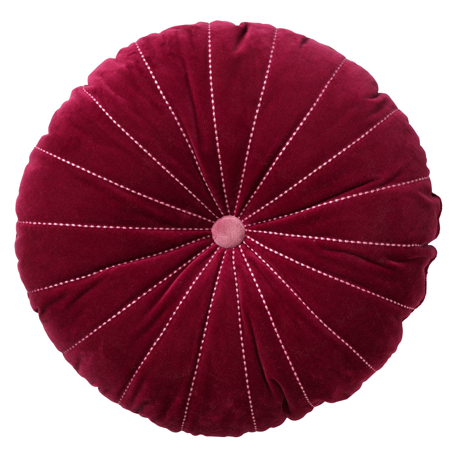Dutch Decor - MAAN - Sierkussen rond velvet Red Plum 50 cm - roze aanbieding